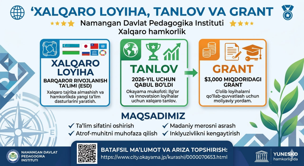 “Barqaror rivojlanish taʼlimi uchun Okayama mukofoti”