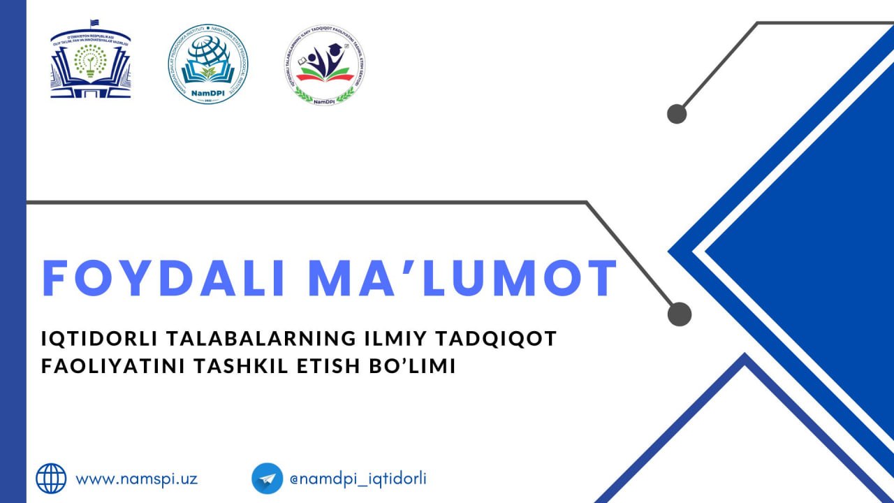 Namangan davlat pedagogika instituti talabalari qanday Nomdor davlat stipendiyalariga hujjat topshirishlari mumkin?
